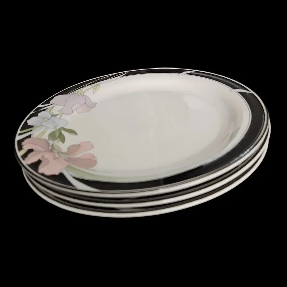 Sango Symphony 3707 Salad Plates Set of 3 Floral Pink Purple Korea Vintage